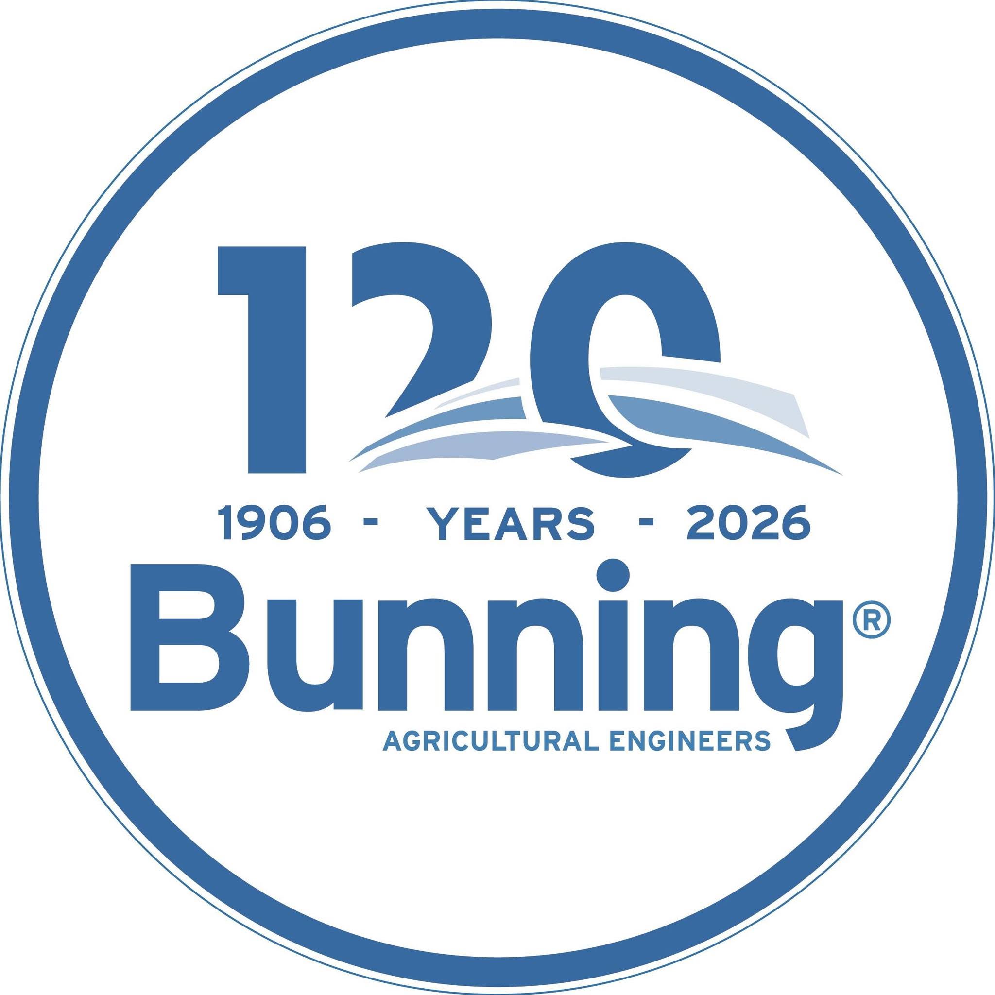 Bruning Agricultural Engineers logo commemorating 150 years (1906–2026).