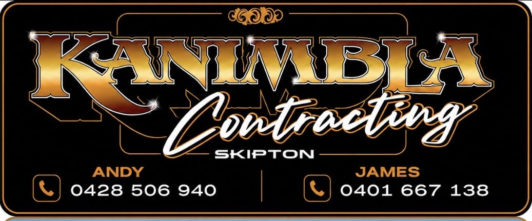 Business card for a contracting company featuring a large logo, with two contacts: Andy and James, and their phone numbers 0428 506 940 and 0401 667 138.